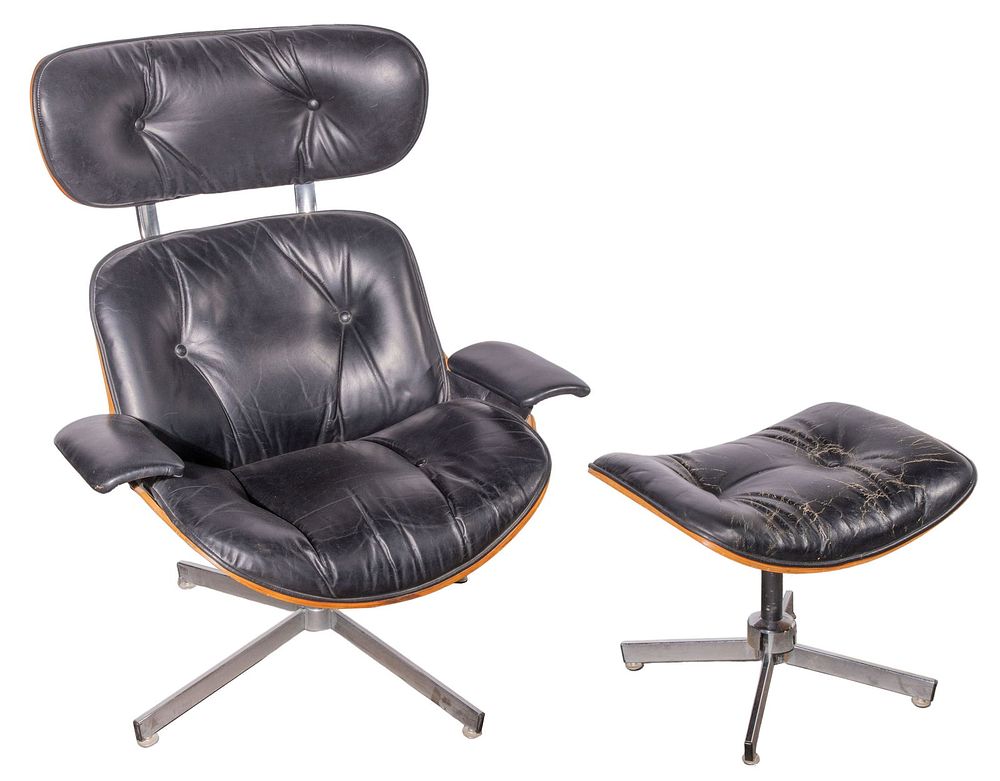 Lot 419: Plycraft Chair and Ottoman