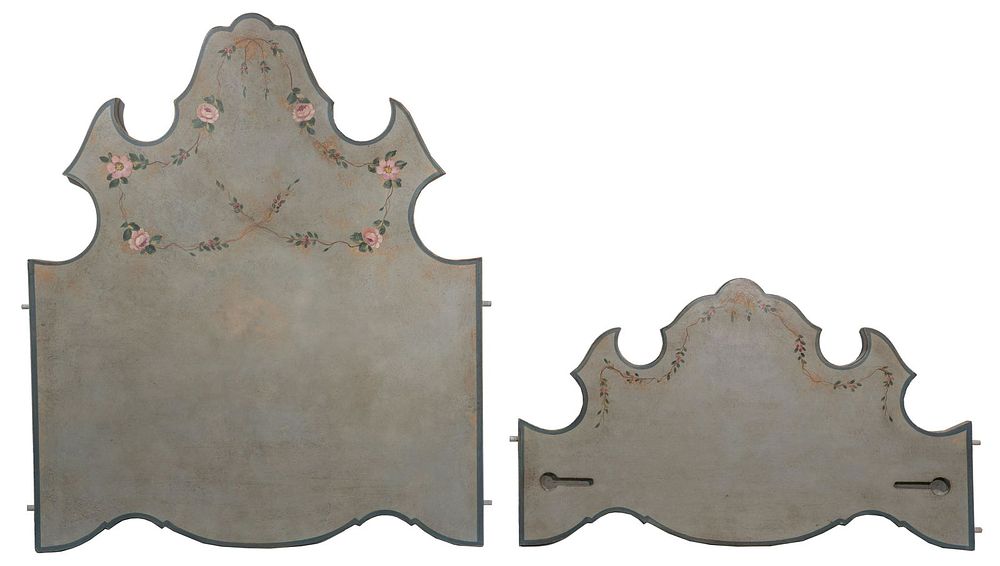 Lot 436: Patina Inc Italian Hand Painted Twin Bed Frames