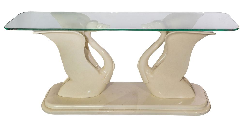 Lot 441: Swan and Glass Console Table
