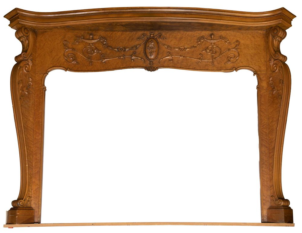 Lot 446: Birdseye Maple Mantelpiece