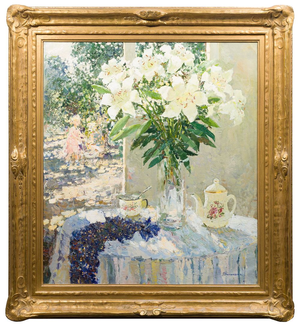 Lot 172: Lyudmila Balandina (Russian, b.1967) 'Russian Lilies' Oil on Canvas
