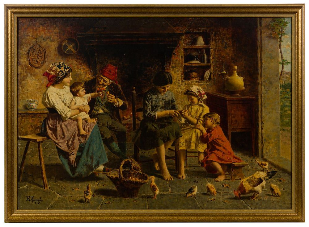 Lot 177: Eugenio Zampighi (Italian, 1859-1944) Oil on Canvas