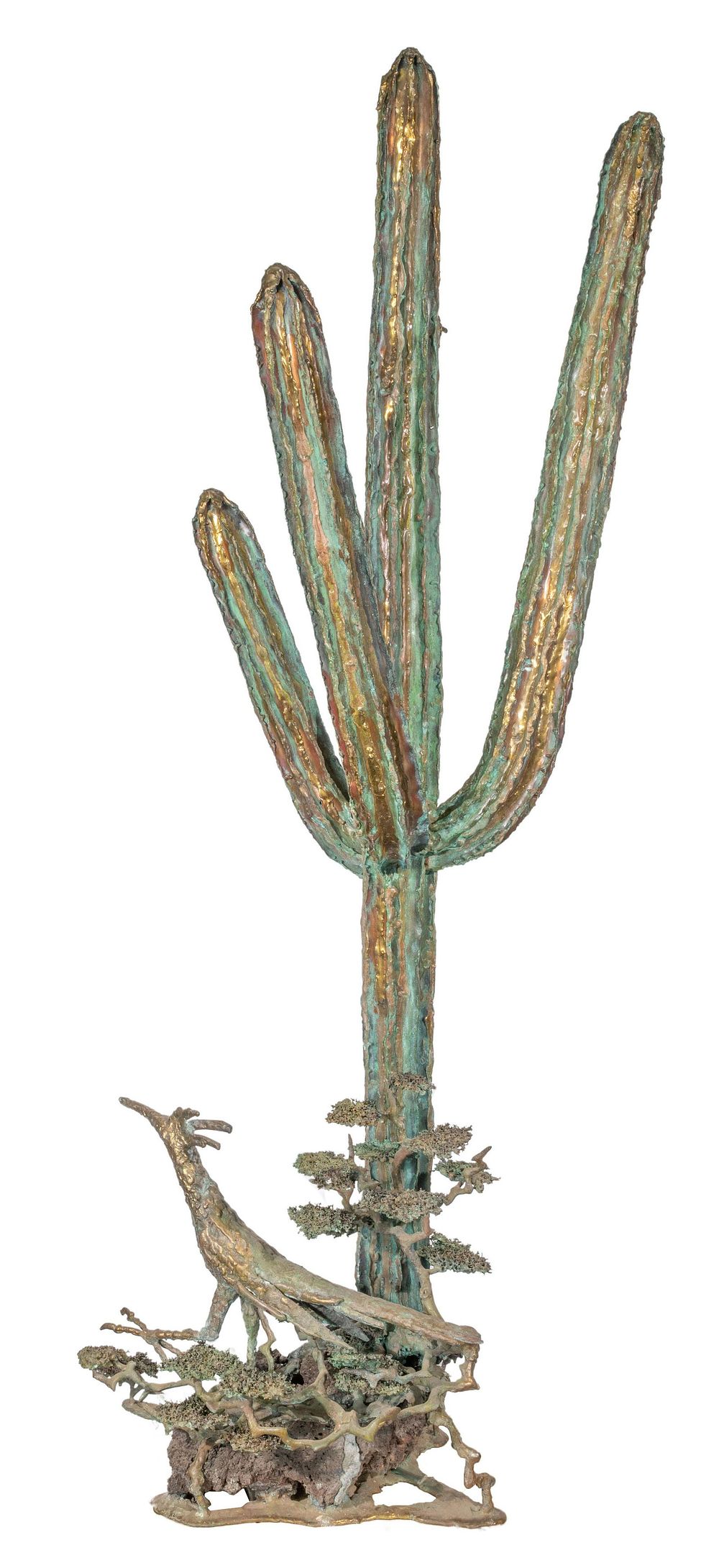 Lot 209: Martin Borja (Ecuadorian, 20th Century) Bronze Saguaro Cactus Sculpture