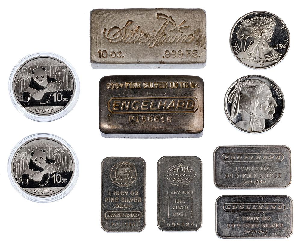 Lot 283: Fine Silver Bar and Round Assortment