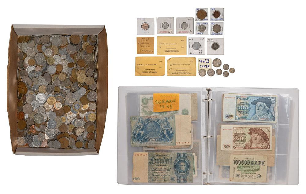 Lot 292: World: Coin and Currency Assortment