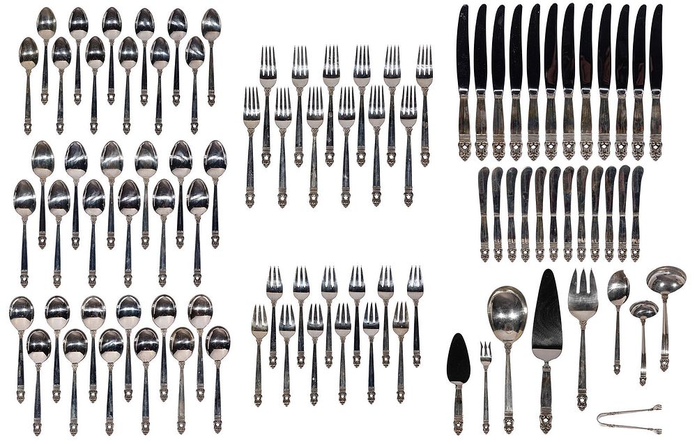 Lot 309: International 'Royal Danish' Sterling Silver Flatware Service