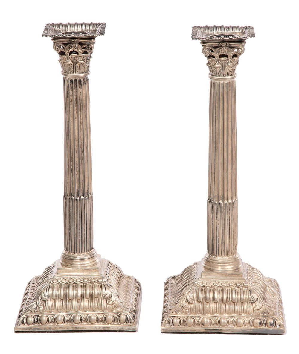 Lot 311: George II Louis Black Sterling Silver Candlesticks