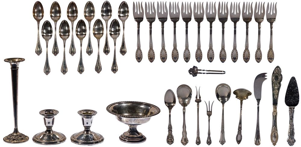 Lot 318: Sterling Silver Tableware Assortment
