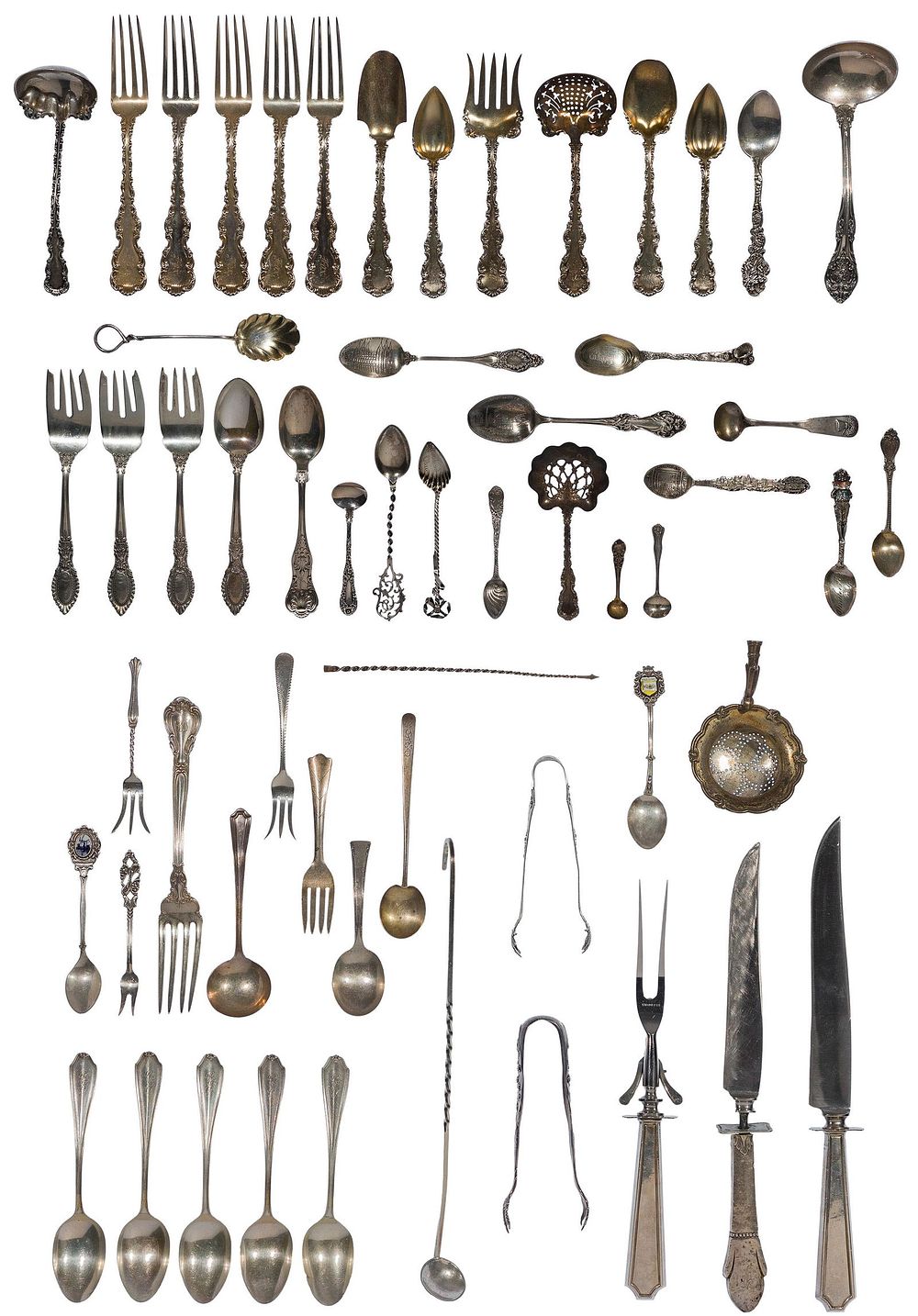 Lot 320: Sterling Silver and European Silver (835, 800) Flatware Assortment