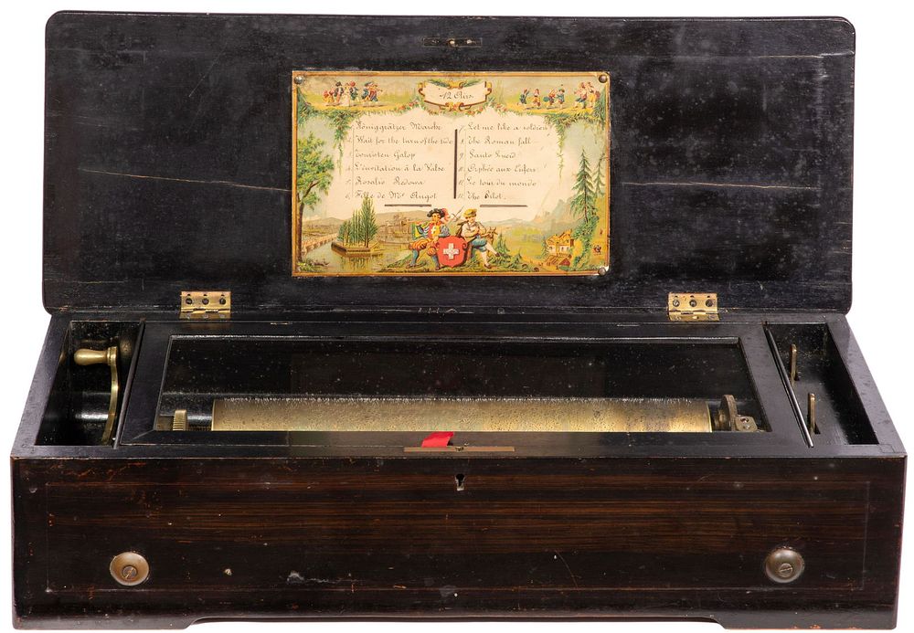 Lot 343: Swiss 12-Tune Cylinder Music Box