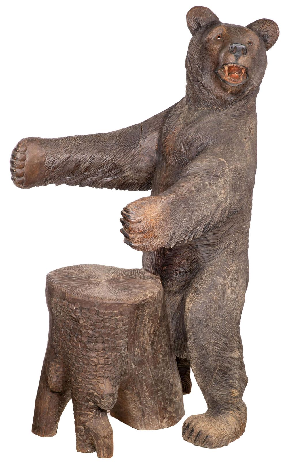 Lot 367: Black Forest Style Carved Wood Bear
