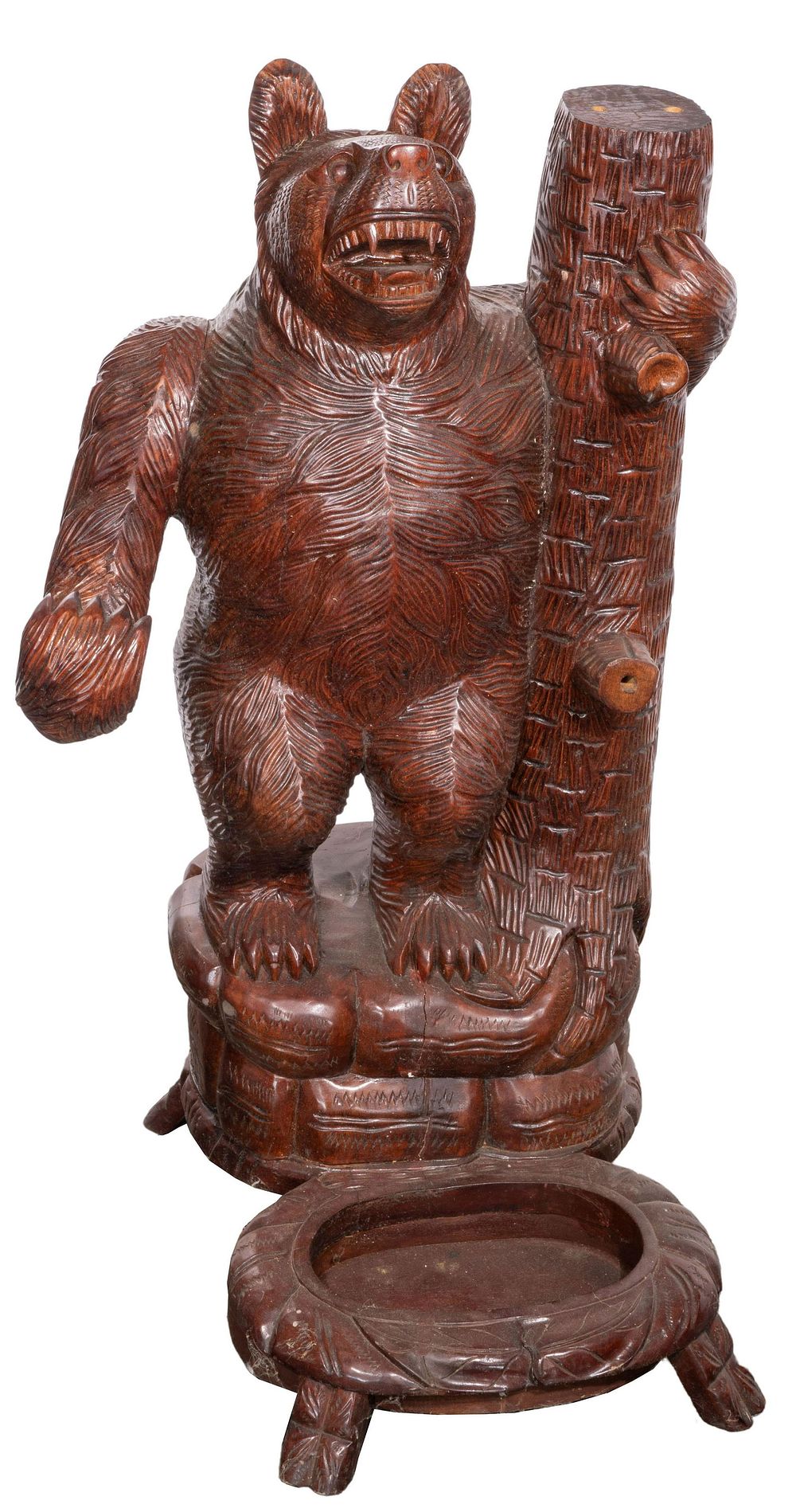 Lot 368: Black Forest Style Carved Wood Bear Hall Tree Base