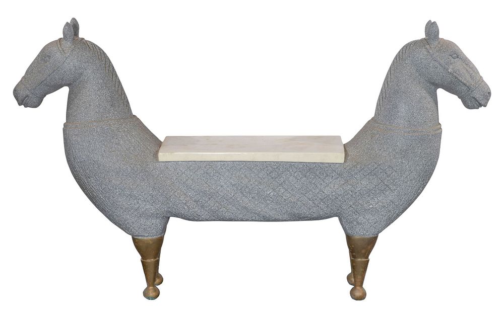 Lot 396: Resin and Brass Horse Bench