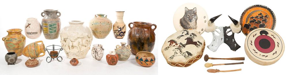 Lot 473: Decorative Pottery and Ceremonial Object Assortment