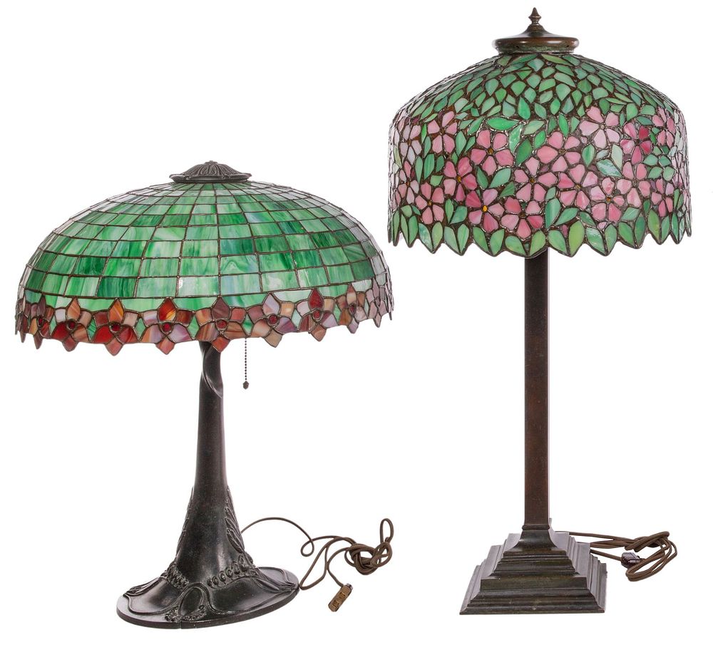Lot 483: Leaded Stained Glass Lamps