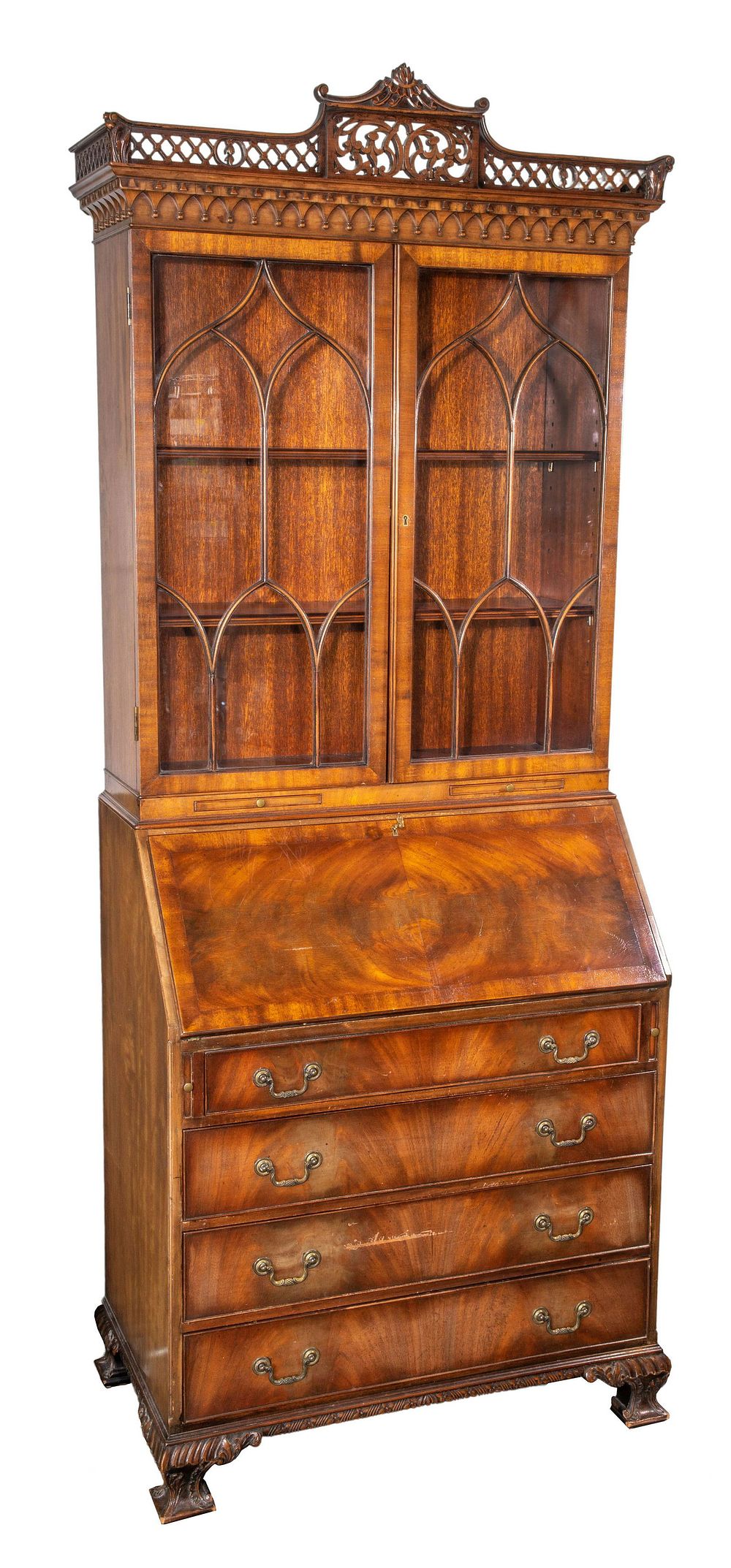 Lot 541: Gothic Revival Mahogany Secretary Bookcase