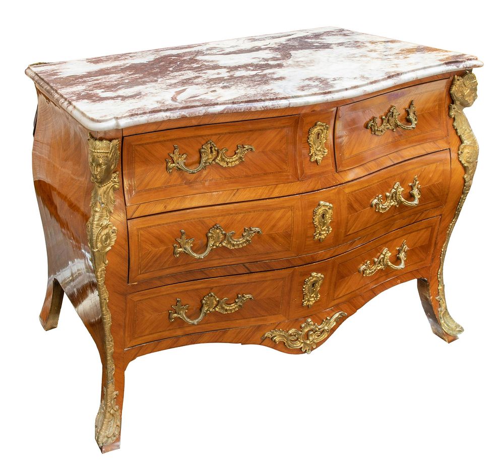 Lot 542: Louis XV Style Bombe Commode