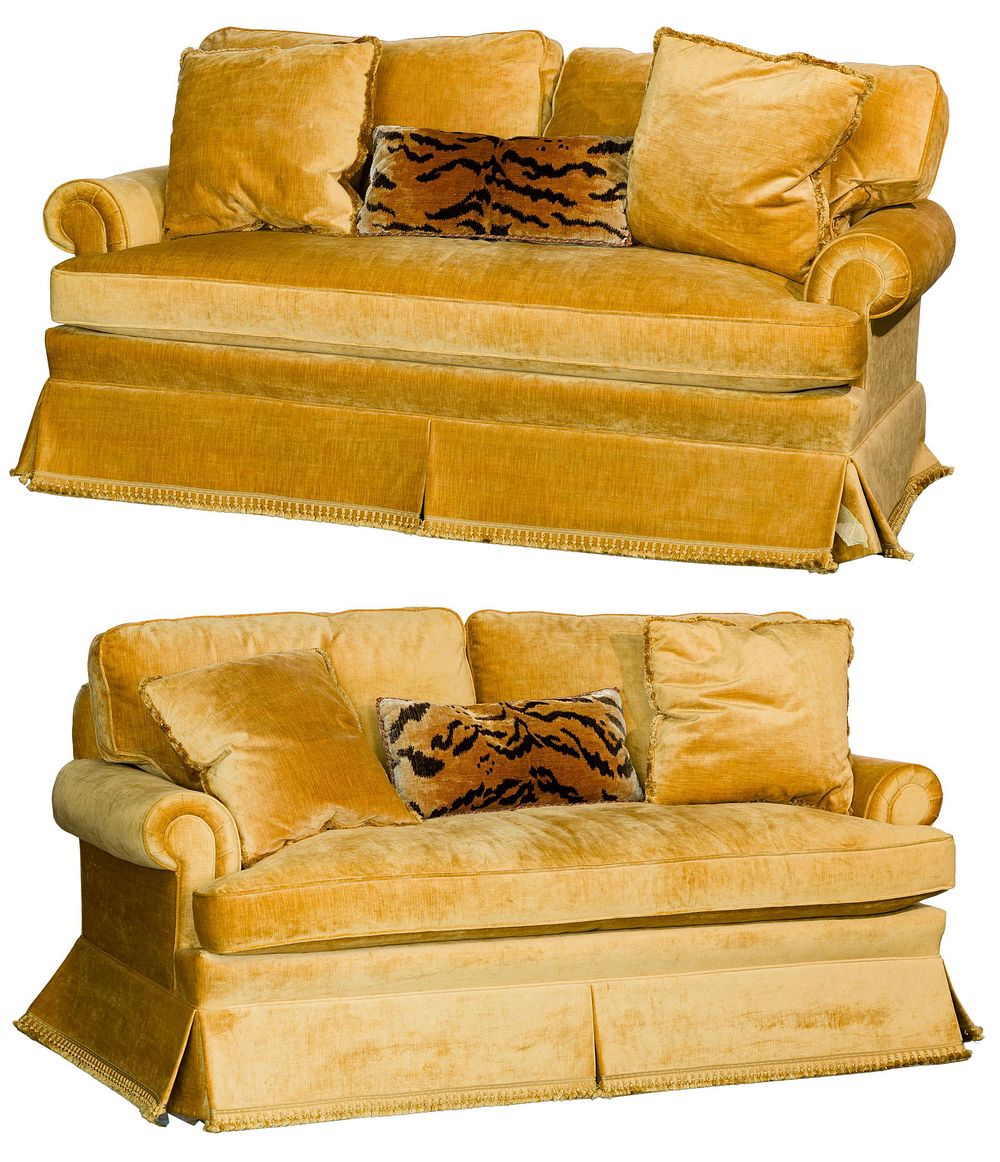 Lot 557: Sherrill Silk Velvet Sofas