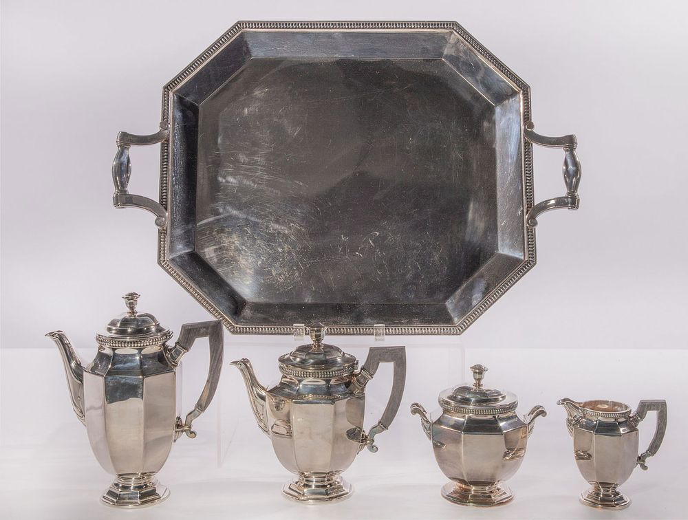 Lot 167: Christofle 'Gallia' Silverplate Tea Service