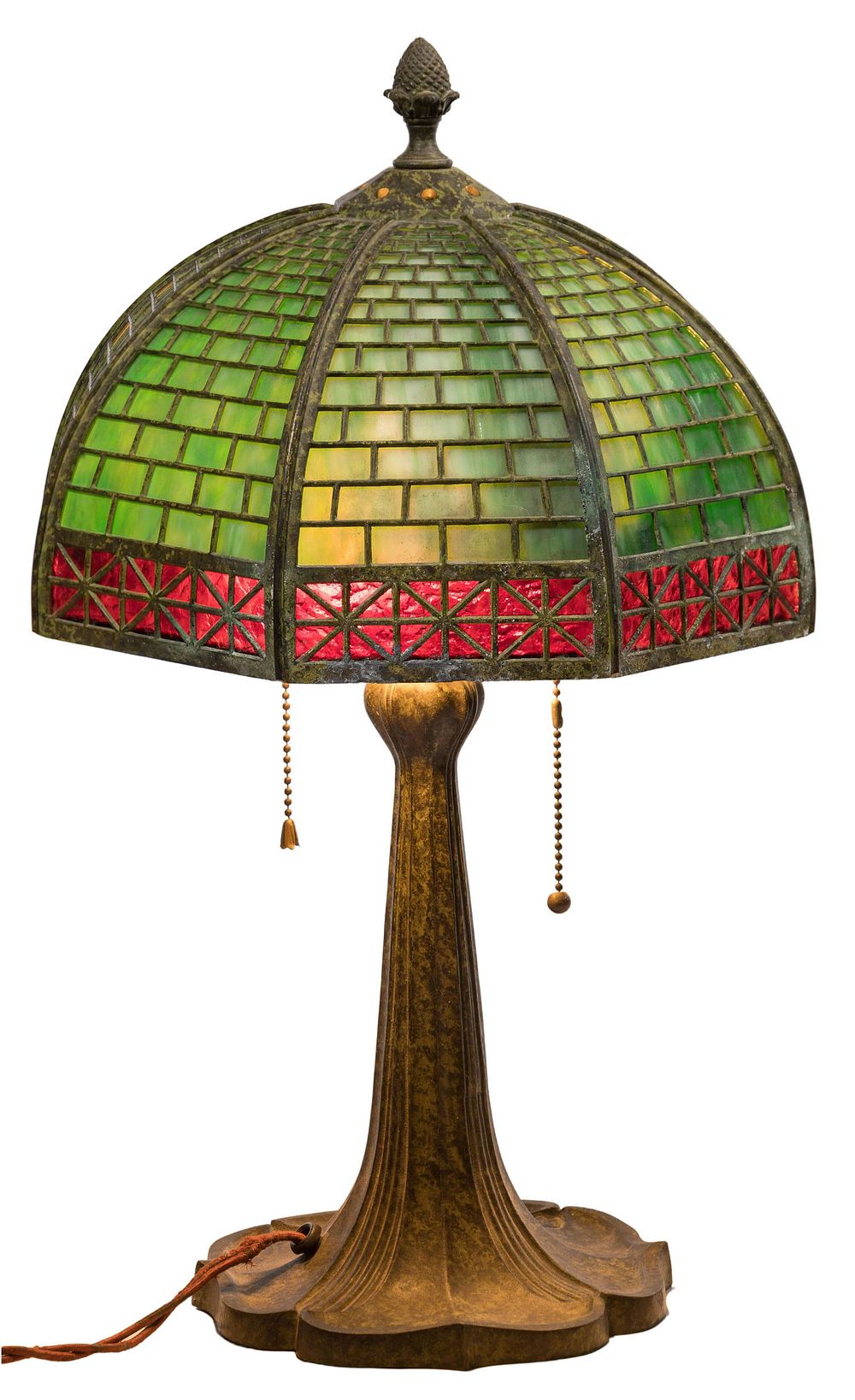 Lot 201: Bradley & Hubbard Murano Slag Glass Lamp