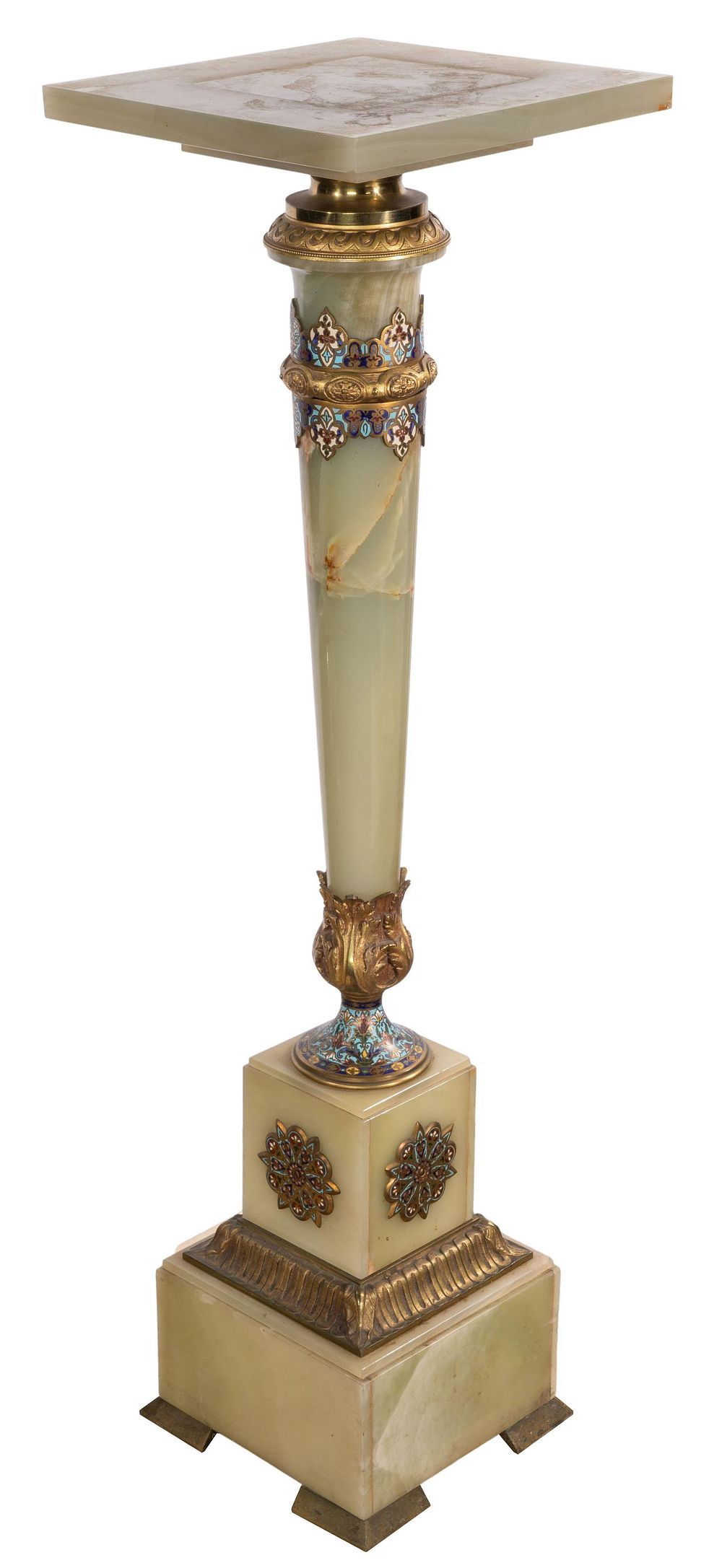 Lot 213: French Champleve and Onyx Pedestal Stand