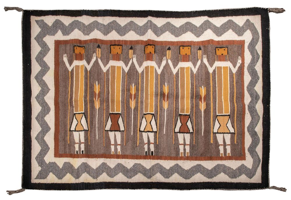 Lot 221: Native American Indian Navajo 'Yei' Wool Rug