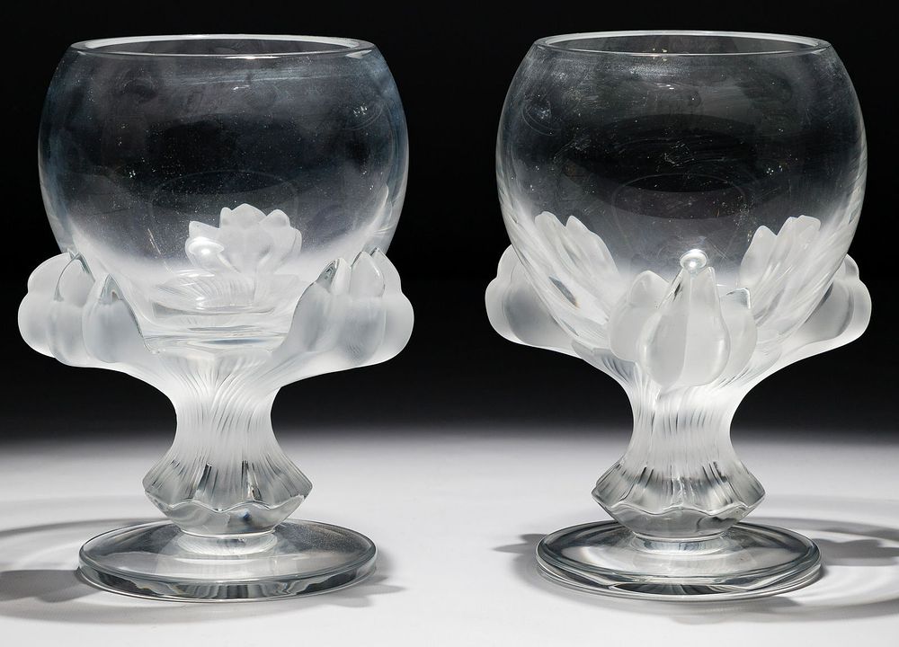 Lot 253: Lalique Crystal 'Bagheera' Vases