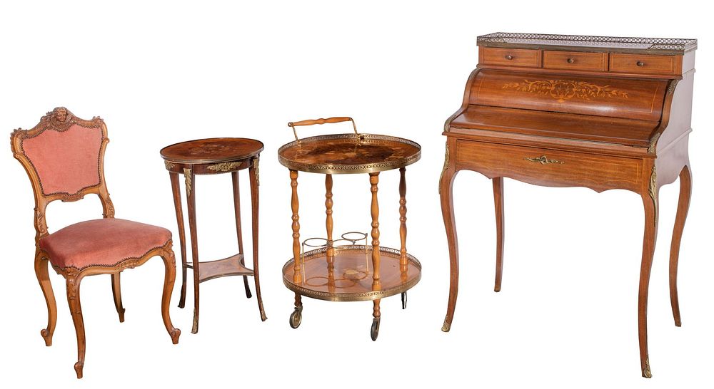 Lot 282: French Provincial Marquetry Furniture Assortment
