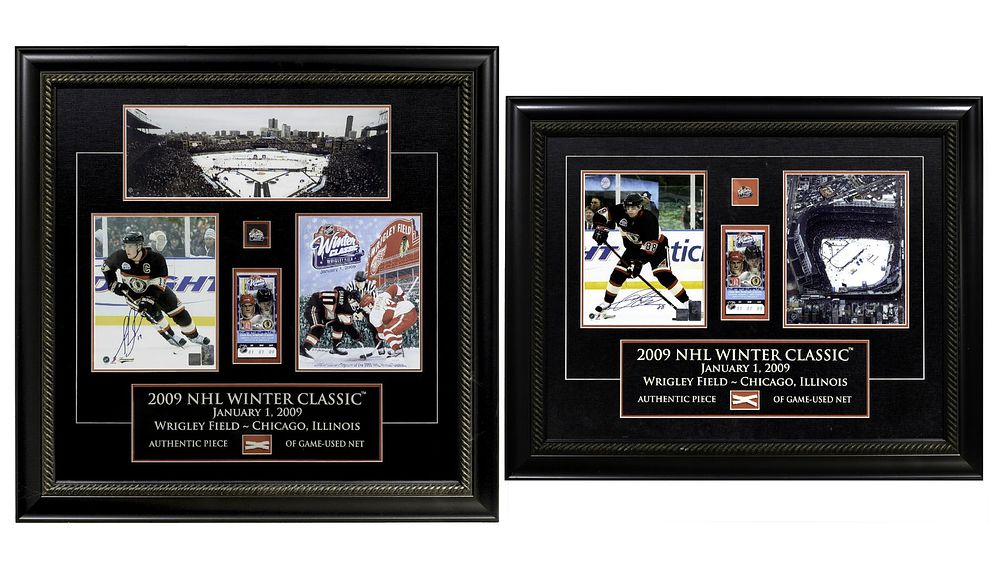 Lot 288: 2009 NHL Chicago Winter Classic Game-Used Net and Signed Photographs