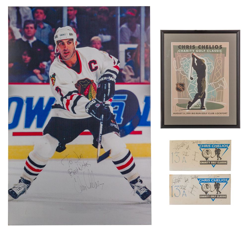Lot 289: Chicago Blackhawk Chris Chelios Signed Assortment