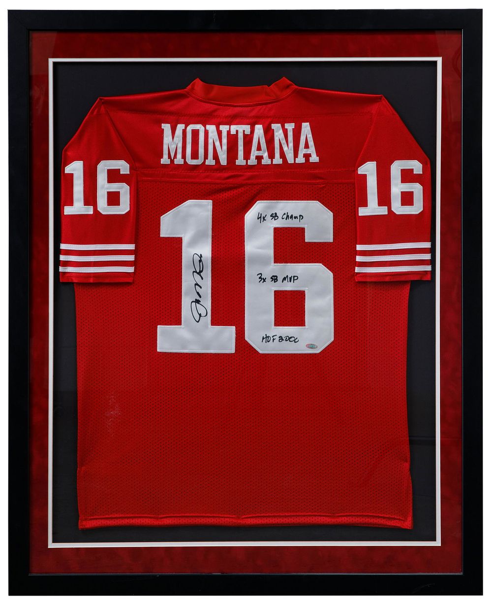 Lot 328: San Francisco 49ers Joe Montana Signed and Inscribed Jersey