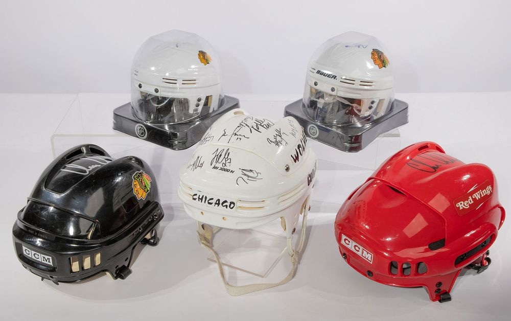Lot 336: Hockey Signed Helmets