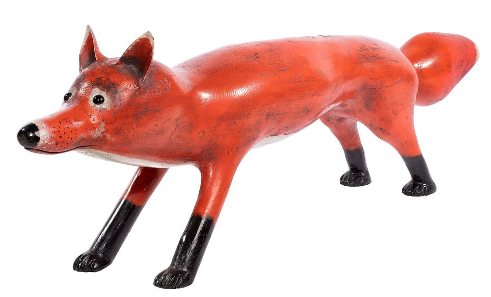 Lot 152: Larry Ballard (American, 20th Century) Wood Fox Sculpture