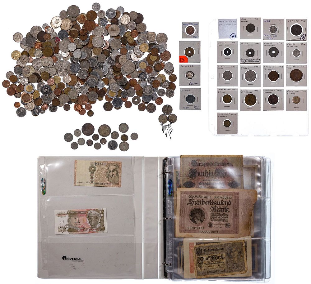 Lot 176: World Coin and Currency Assortment