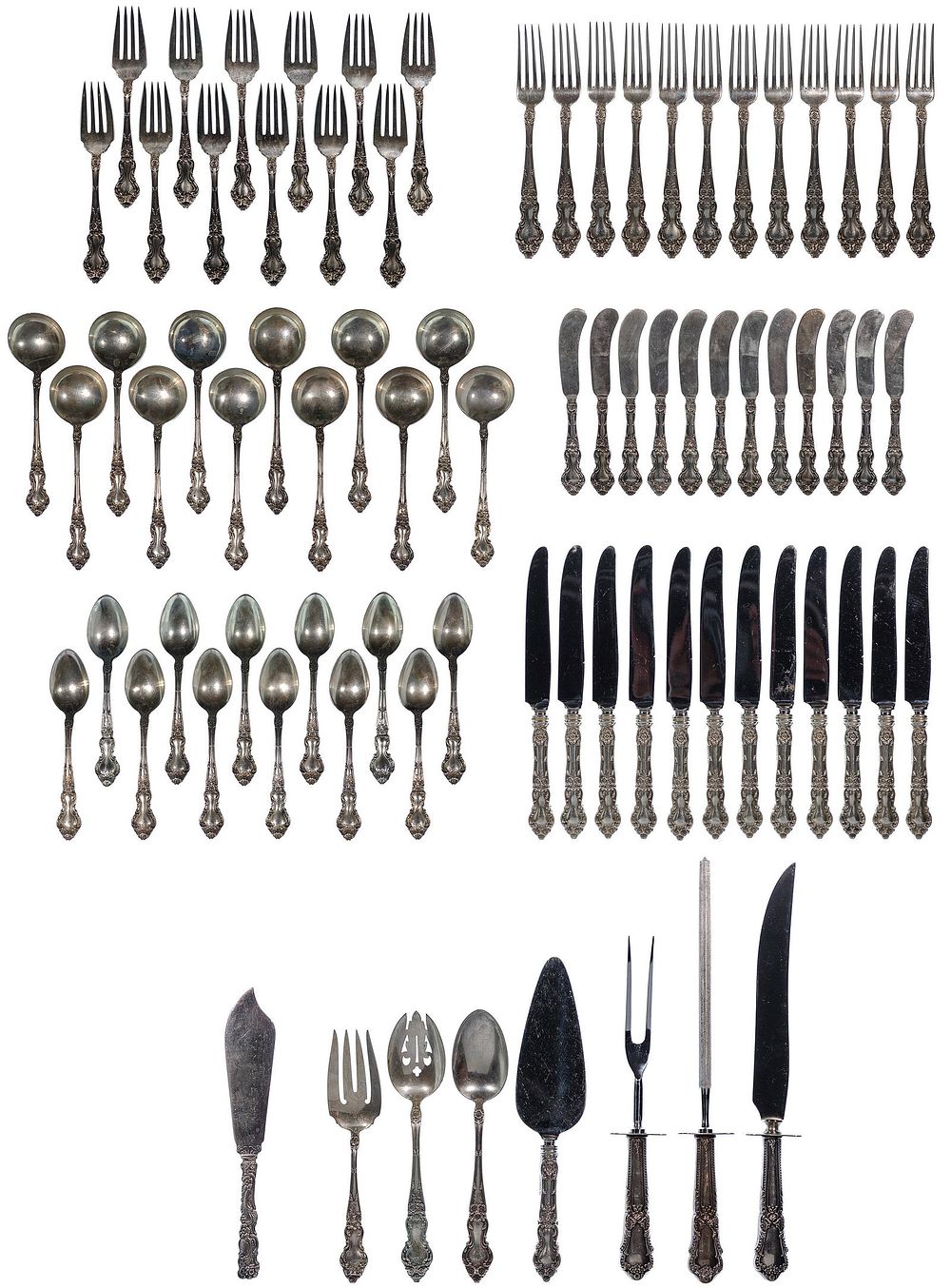 Lot 185: Wallace 'Meadow Rose' Sterling Silver Flatware Service