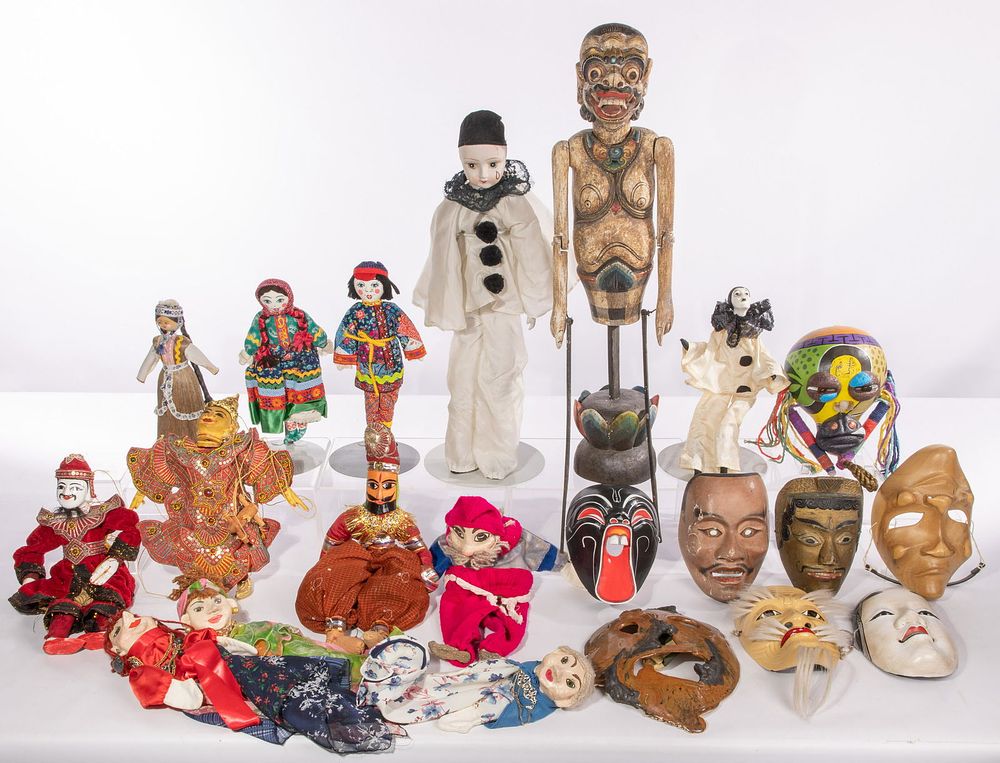 Lot 315: Ethnographic Doll, Puppet and Mask Assortment