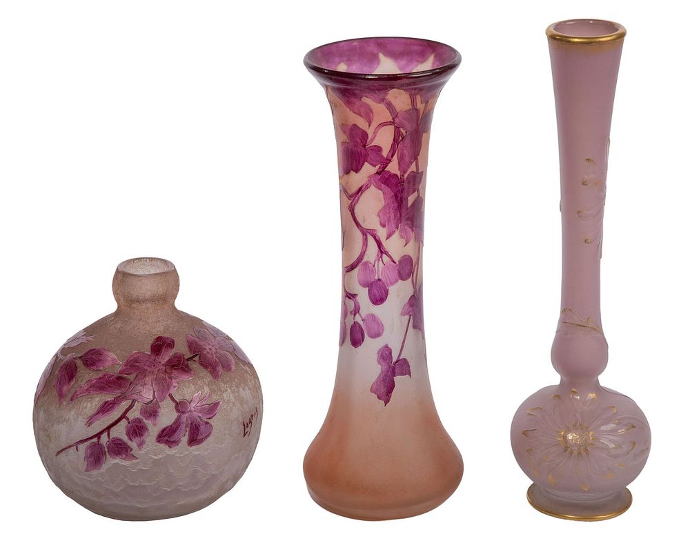 Lot 320: Daum and Legras Glass Vase Assortment