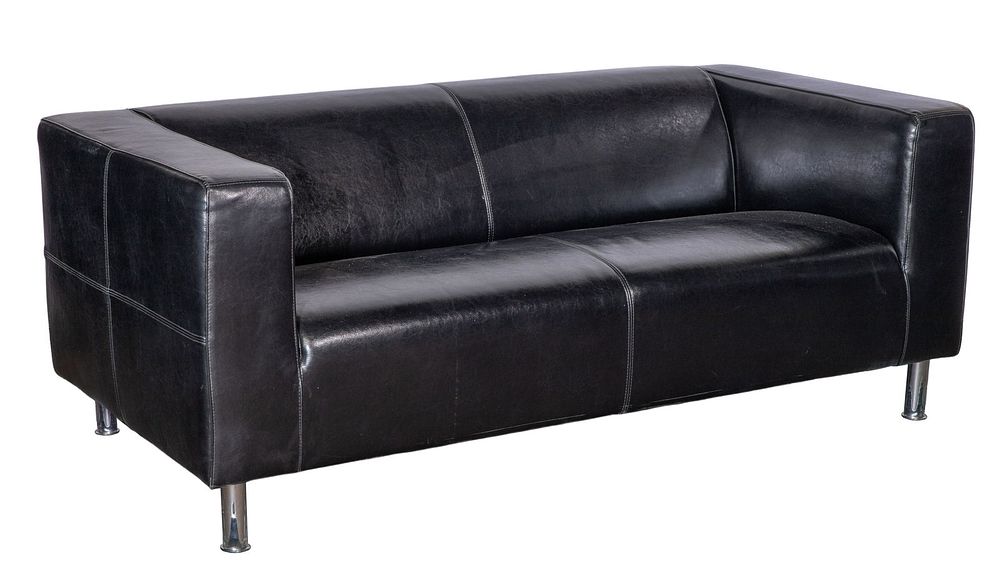 Lot 334: Black Vinyl Love Seat