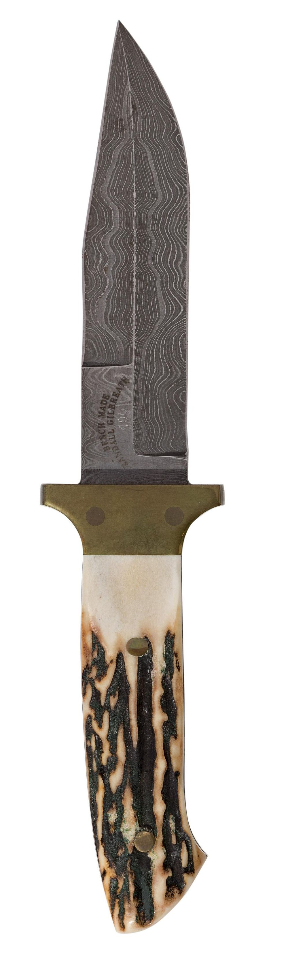 Lot 370: Parker-Edwards 'Bench Made Randall Gilbreath' Damascus Bowie Knife