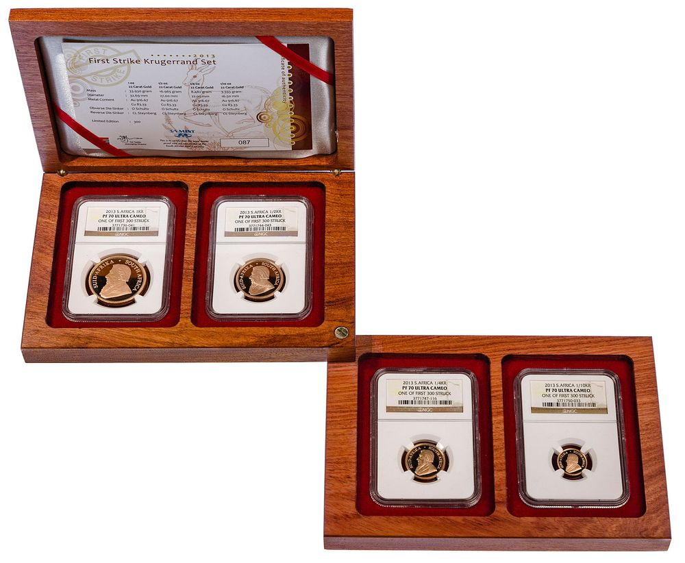 Lot 158: 2013 First Strike Gold Krugerrand Set PF70 NGC