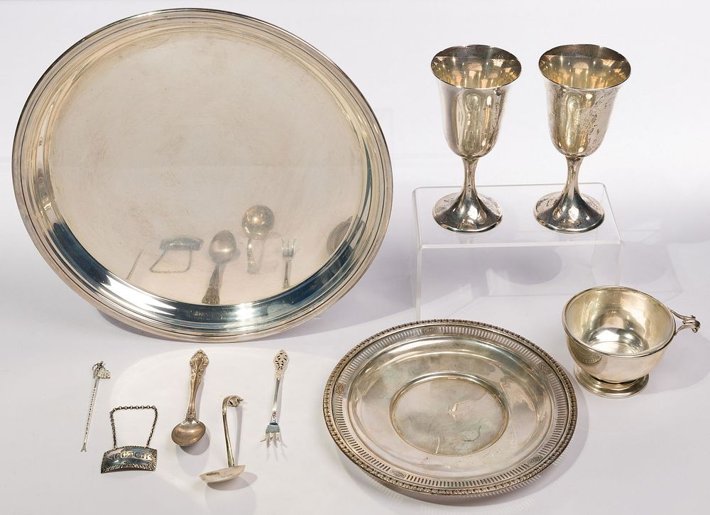 Lot 171: Sterling Silver Hollowware and Flatware Assortment