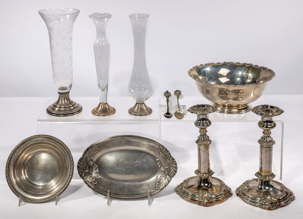 Lot 173: Sterling Silver and Coin (900) Silver Object Assortment