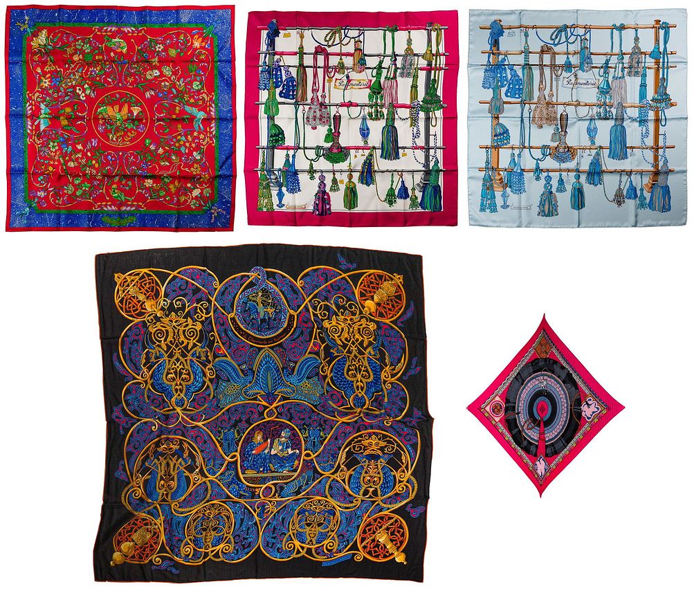 Lot 241: Hermes Scarf, Scarf Ring and Pashmina Assortment