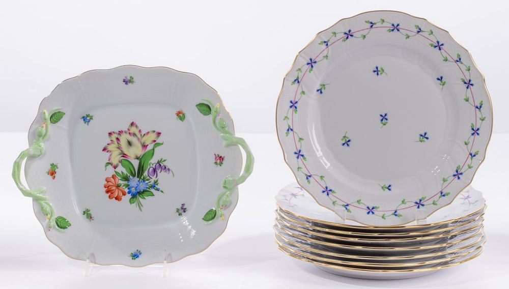 Lot 259: Herend 'Blue Garland' Porcelain Plate Collection