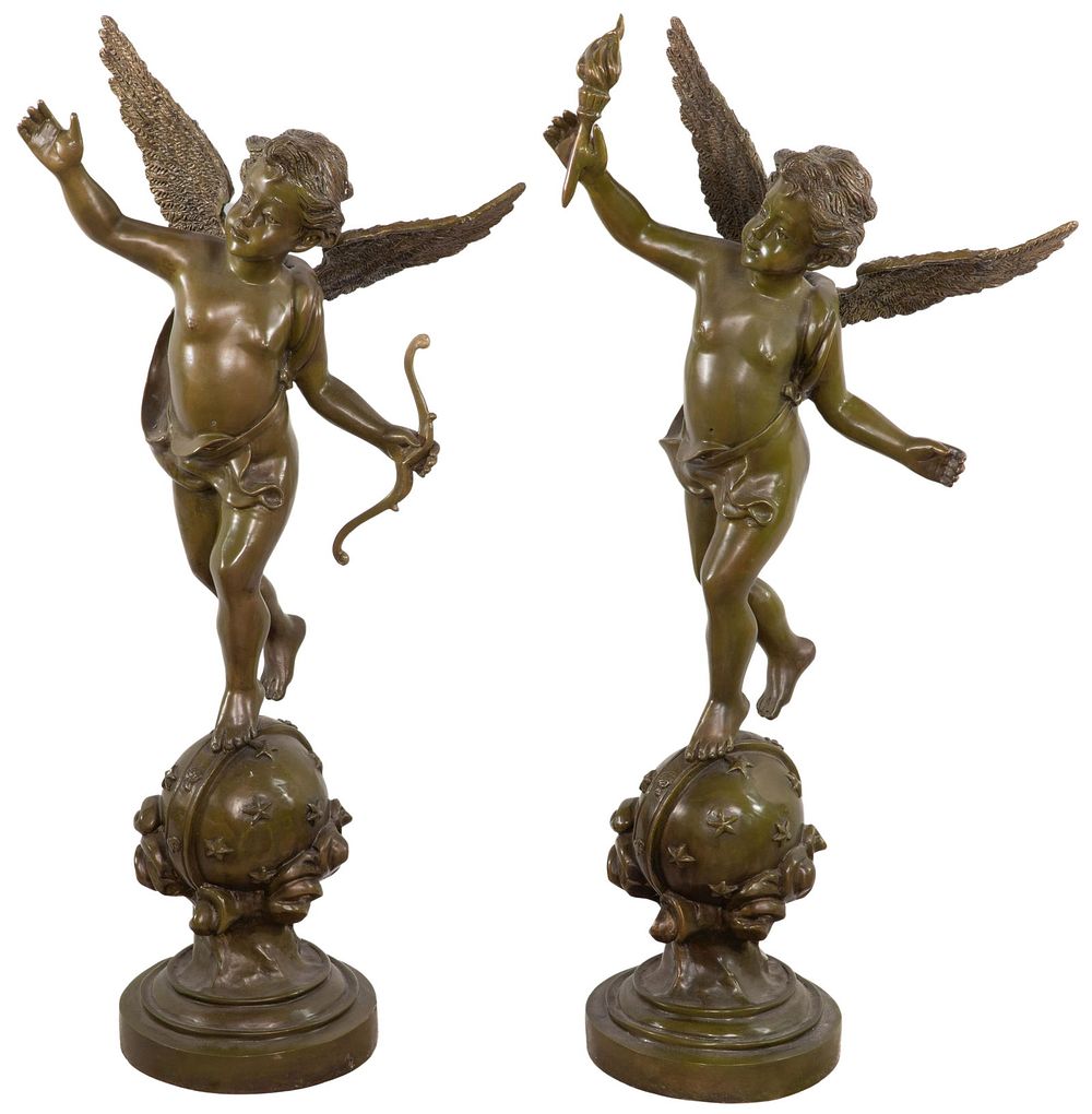 Lot 289: Brass Cherub Statues