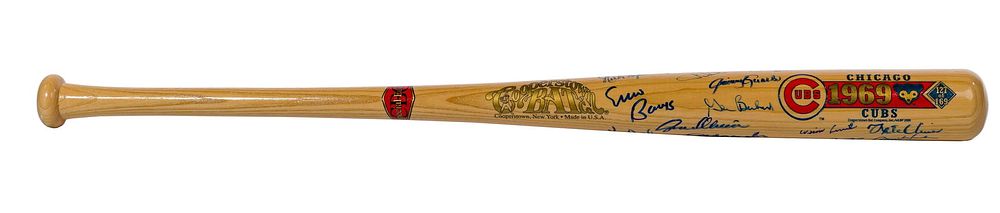 Lot 360: 1969 Chicago Cubs Team Reunion Signed Baseball Bat