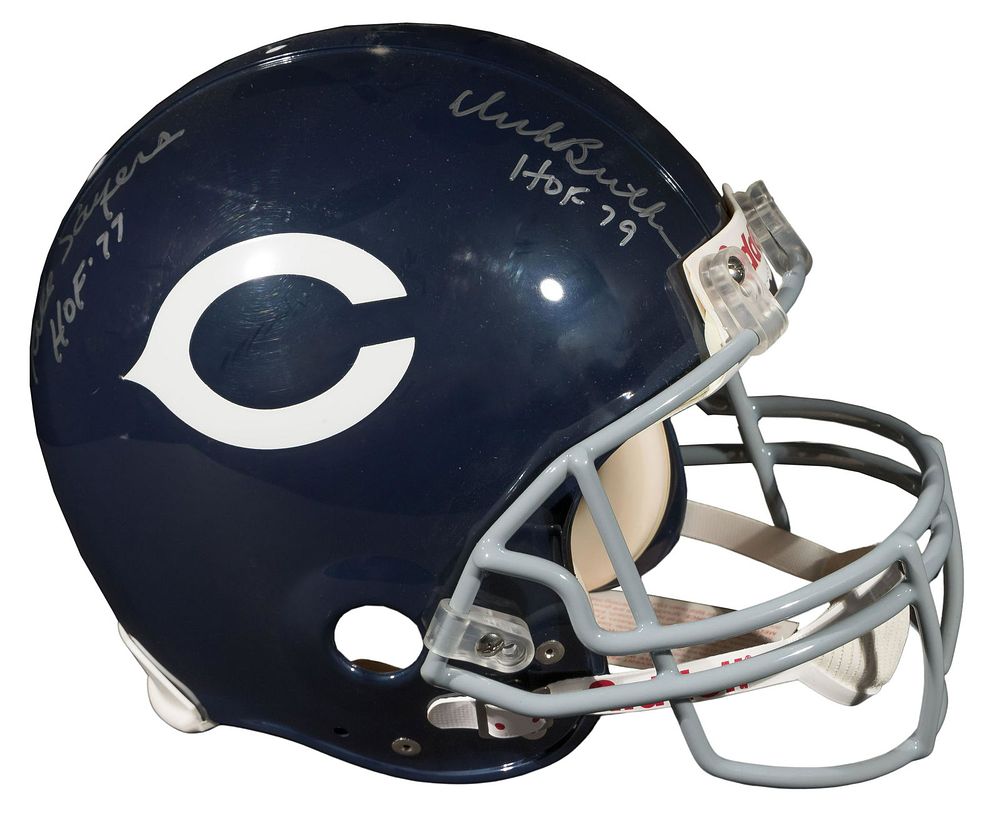 Lot 381: Chicago Bears Dick Butkus and Gale Sayers Signed Football Helmet
