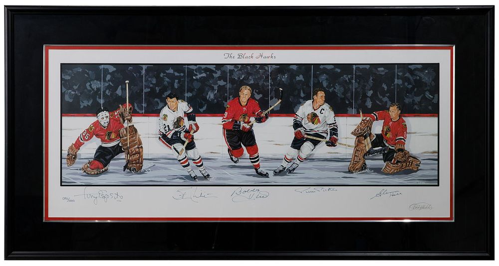 Lot 389: Chicago Blackhawks 'Greats' Player Signed Display