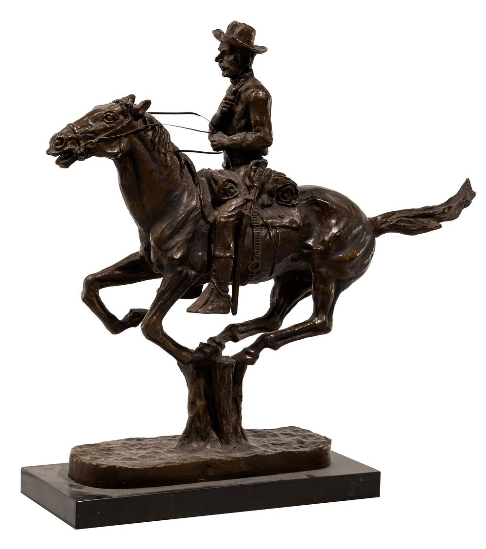Lot 151: (After) Frederic Remington (American, 1861-1909) 'Trooper of the Plains' Patinated Bronze Sculpture