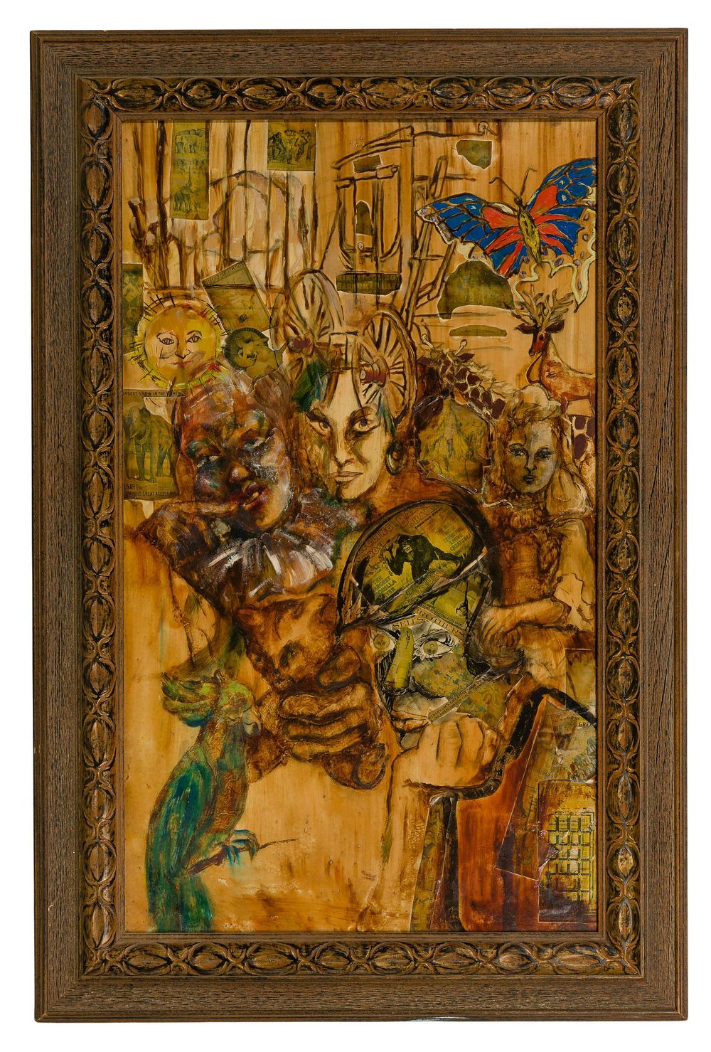 Lot 173: 20th Century Oil and Collage on Board